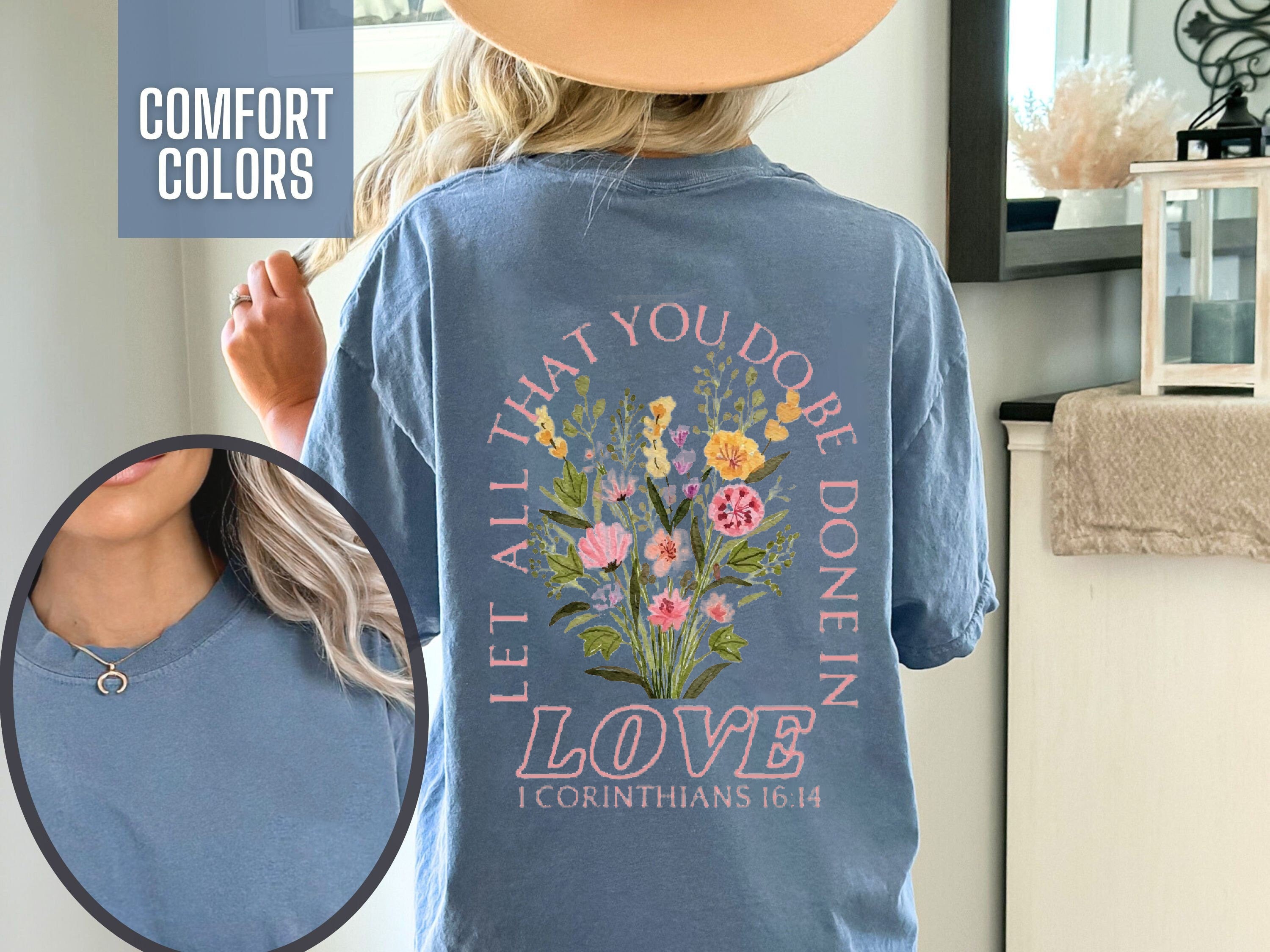 Comfort Colors® Trendy Christian Sweatshirt Merch, Words on Back Bible Verse Hoodie, Jesus Loves You, Aesthetic Women's Faith Apparel, Back to School Gift